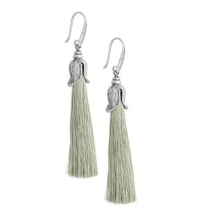 Last one! Hook Tassel Long Earring- Light green
